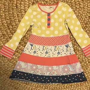 Matilda Jane Yellow and Coral Patterned Kids Dress